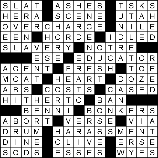 September crossword puzzle solution grid