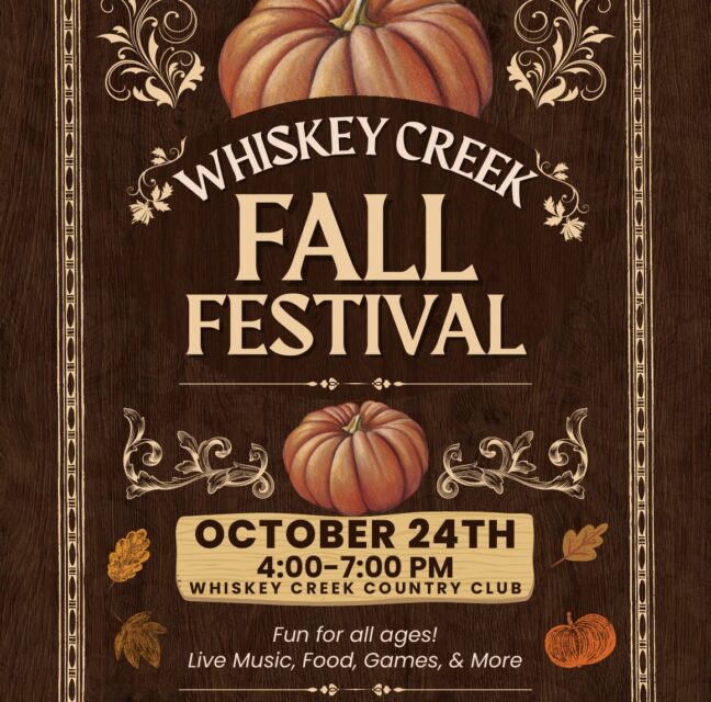 Whiskey Creek Fall Festival flyer, October 24 at Whiskey Creek Country Club