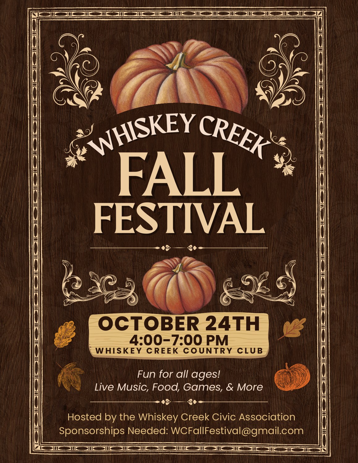 Whiskey Creek Fall Festival flyer, October 24 at Whiskey Creek Country Club