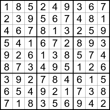 September Sudoku puzzle solution grid