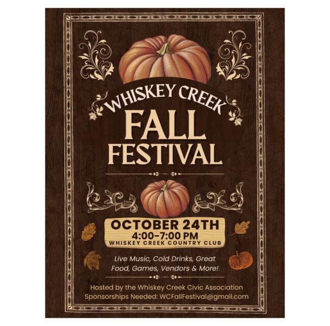 Whiskey Creek Fall Festival flyer for October 24 from 4 to 7 p.m.