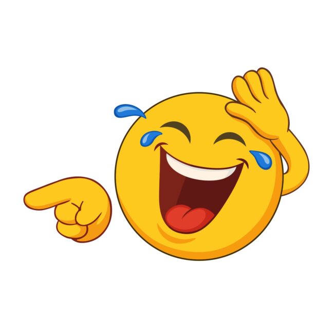 Laughing emoji cartoon with tears of joy