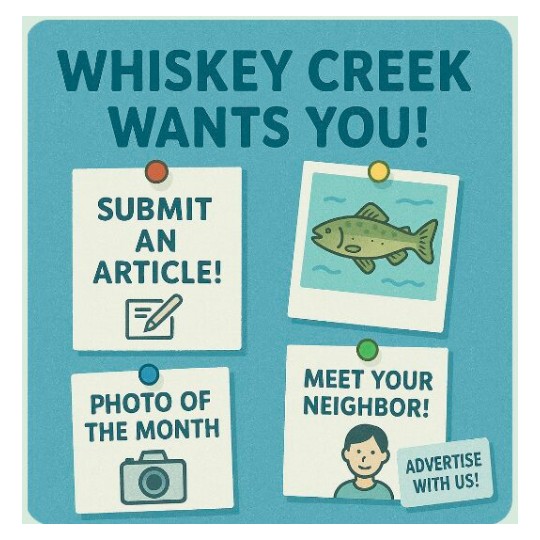 Notepad and pen for submitting Whiskey Creek newsletter story ideas