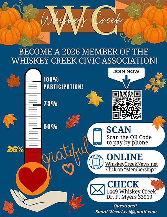 WCCA 2026 membership flyer with QR code and a 26 percent participation meter