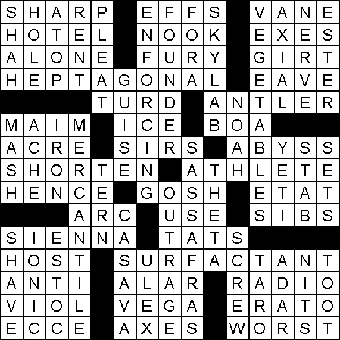 November 2026 crossword puzzle solution grid